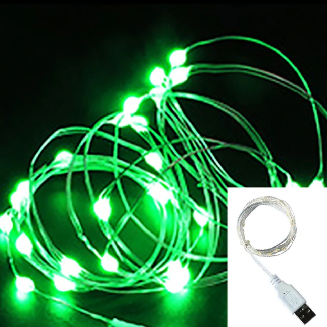 1M 2M 3M USB LED String Lights DC 5V Silver Wire Garland Light Waterproof Fairy Lights For Christmas Wedding Party Decoration Green