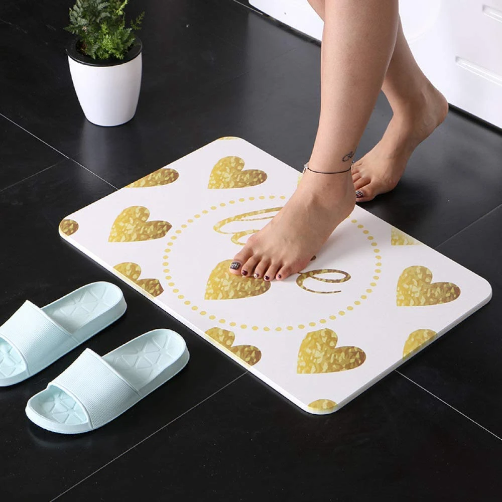 

White Gold Diatom Mud Mat Kitchen Door Bathroom Mat, Diatomaceous Earth Pad Water Absorption And Quick-Drying Bathroo