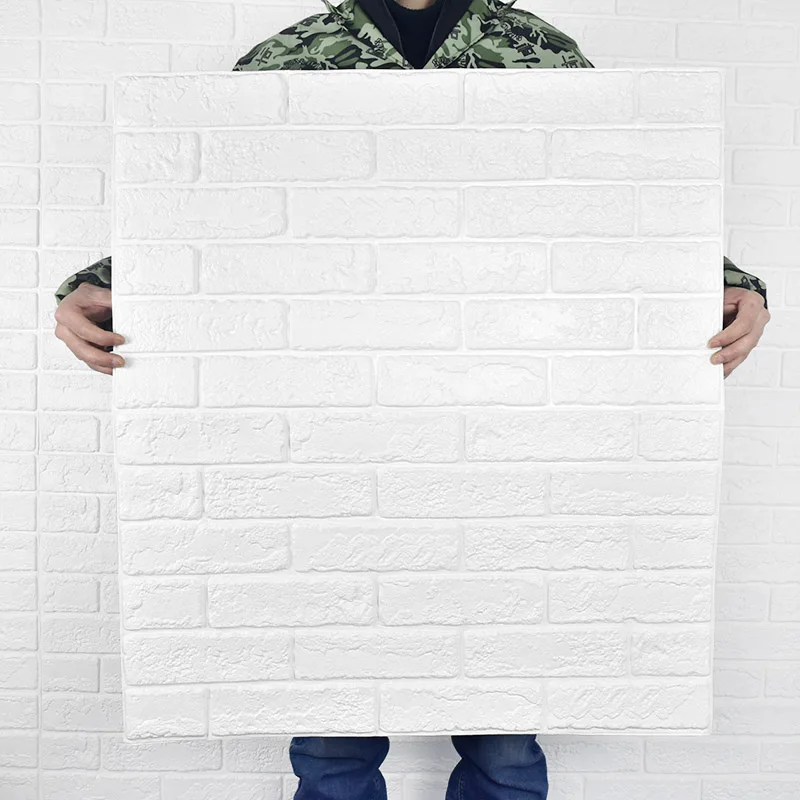 10pcs 3D Wall Sticker Classic Brick Grain Wallpaper Stickers Extra Thick 6MM Wall Decor Sticker for Living Room Bedroom TV Wall