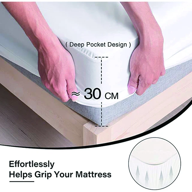 Waterproof Bed Mattress Cover Elastic Solid Color Fitted Bed Sheet Super Soft Microfiber Sheet Covers for Bed Queen King 3