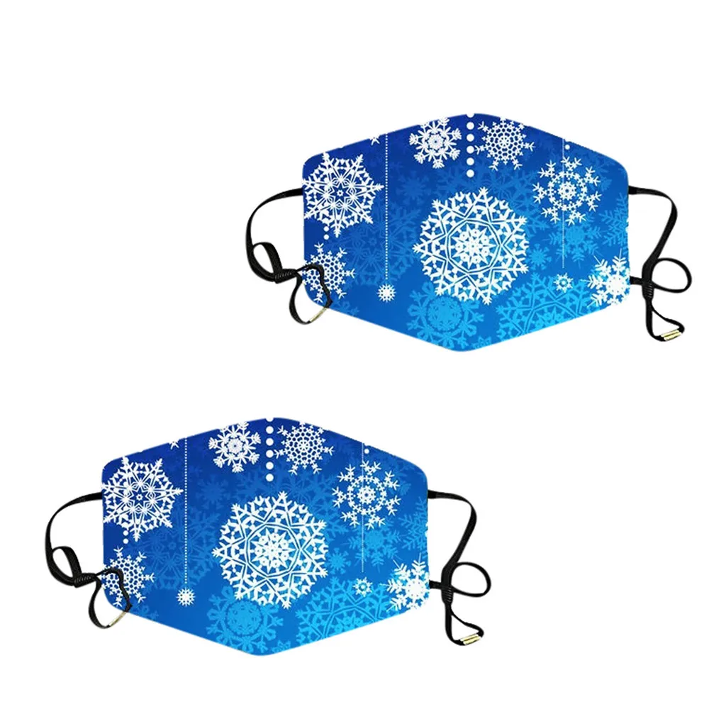 2 шт. модная многоразовая маска для лица взрослых Рождественские принты