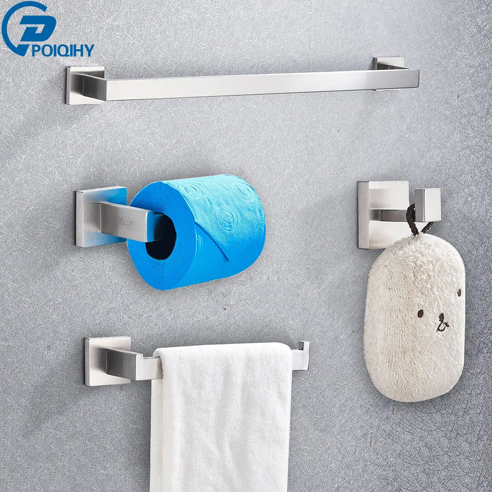 Stainless Steel Bathroom Accessories Set Brushed Nickel Towel Bar Robe Hook Toilet Paper Holder Towel Ring Bathroom Accessory