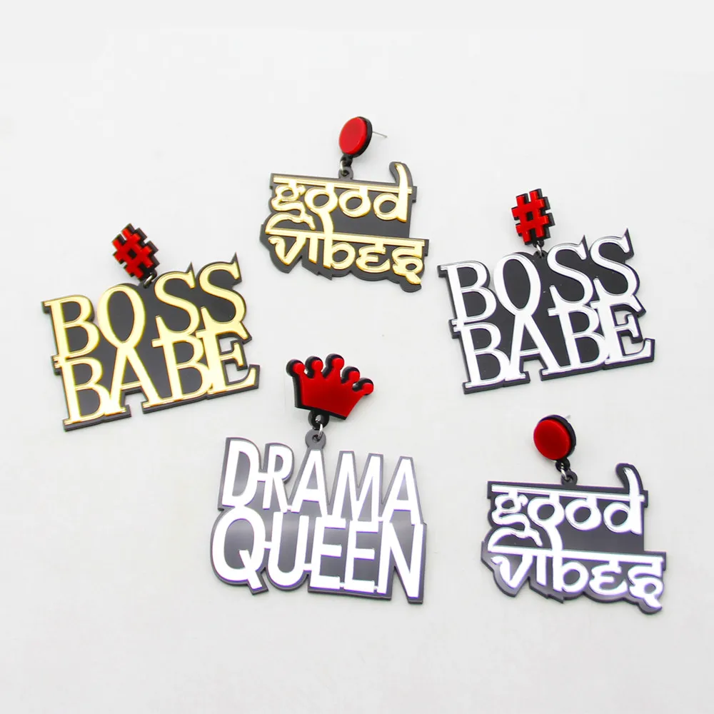Новые акриловые золотые Подвесные серьги с большими буквами босса для женщин