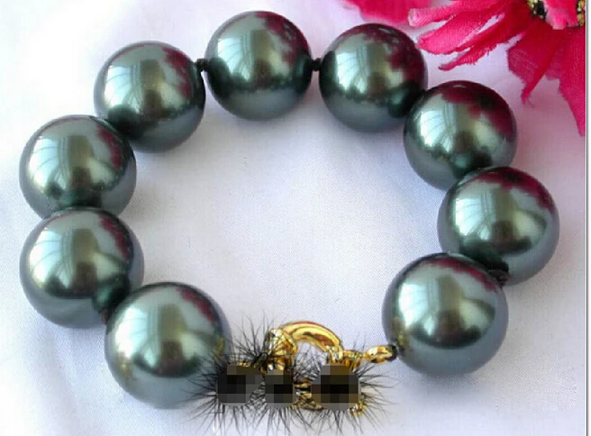 DYY 914+++ модная Натуральная морская жемчужина ракушки черные жемчужные браслеты 7,5"