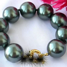 DYY 914+++ модная Натуральная морская жемчужина ракушки черные жемчужные браслеты 7,5"