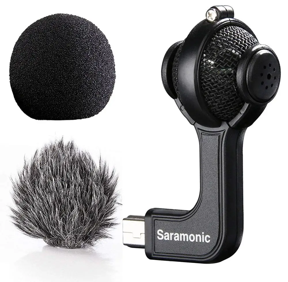 Стерео шаровой микрофон Saramonic G Mic для Gopro с поролоновыми и пушистыми