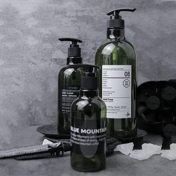 

Green Soap Dispenser Bath Storage Bottle for Shampoo Hand Washing Shower Gel Scandinavian Plastic Bottle Sticker Randomly