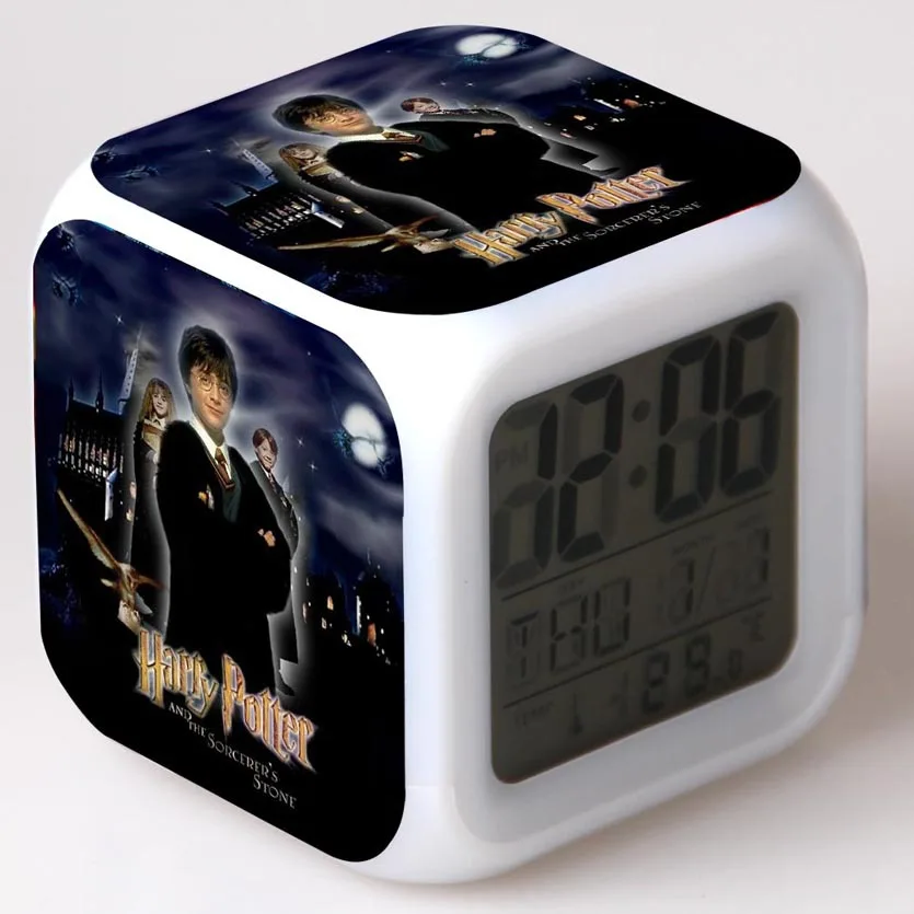 Harri Potter Гермиона Аниме Фигурки игрушки будильник студенческий стол светодиодный цифровой Цвет Изменение Часы Ночник светильник термометр подарок - Цвет: Прозрачный