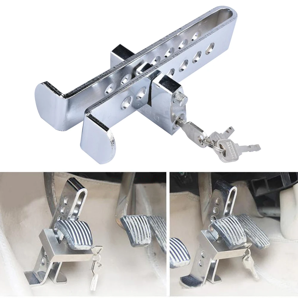 Security Automobile Car Brake Clutch Pedal Lock Steering Wheel Lock Anti-Theft Steering Wheel Lock Car Accelerator - Цвет: Серебристый