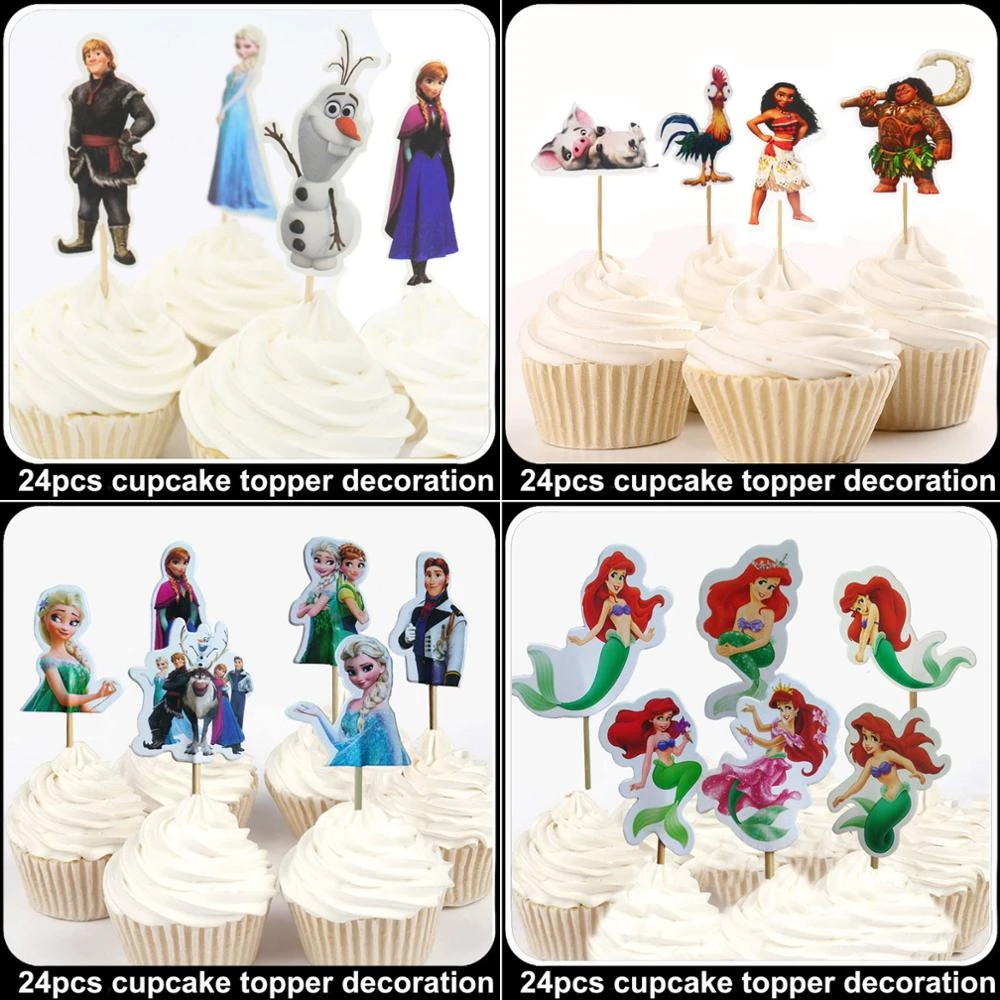 24pcs Disney Moana Ariel Bella Princess Cupcake Toppers Picks Kid Baby Birthday Party Cake Decorations Baby Shower Fruit Picks Cake Decorating Supplies Aliexpress