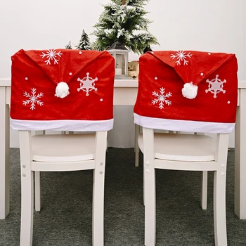 

Christmas Chair Cover Snowflake Print Dining Table Chair Back Foot Cover Ornament New Year Supplies for Home Hotel