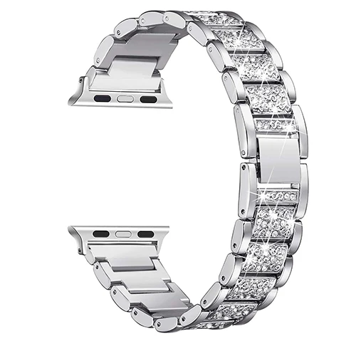 Часы-браслет для наручных часов из нержавеющей стали ремешок для наручных часов Apple Watch 1/2/3, 42 мм, 38 мм, роскошный ремешок для часов для наручных часов iwatch, 4 5 полос 44 мм 40 мм - Цвет ремешка: silver