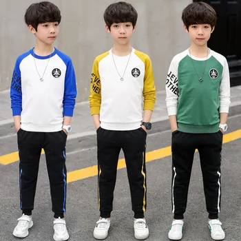 

Boys Tracksuit 2019 autumn Children Clothing Sets Cotton T-Shirt + Pants 2 Pcs Sport Suit Boy Clothes Set Costumes For 12 14 Y