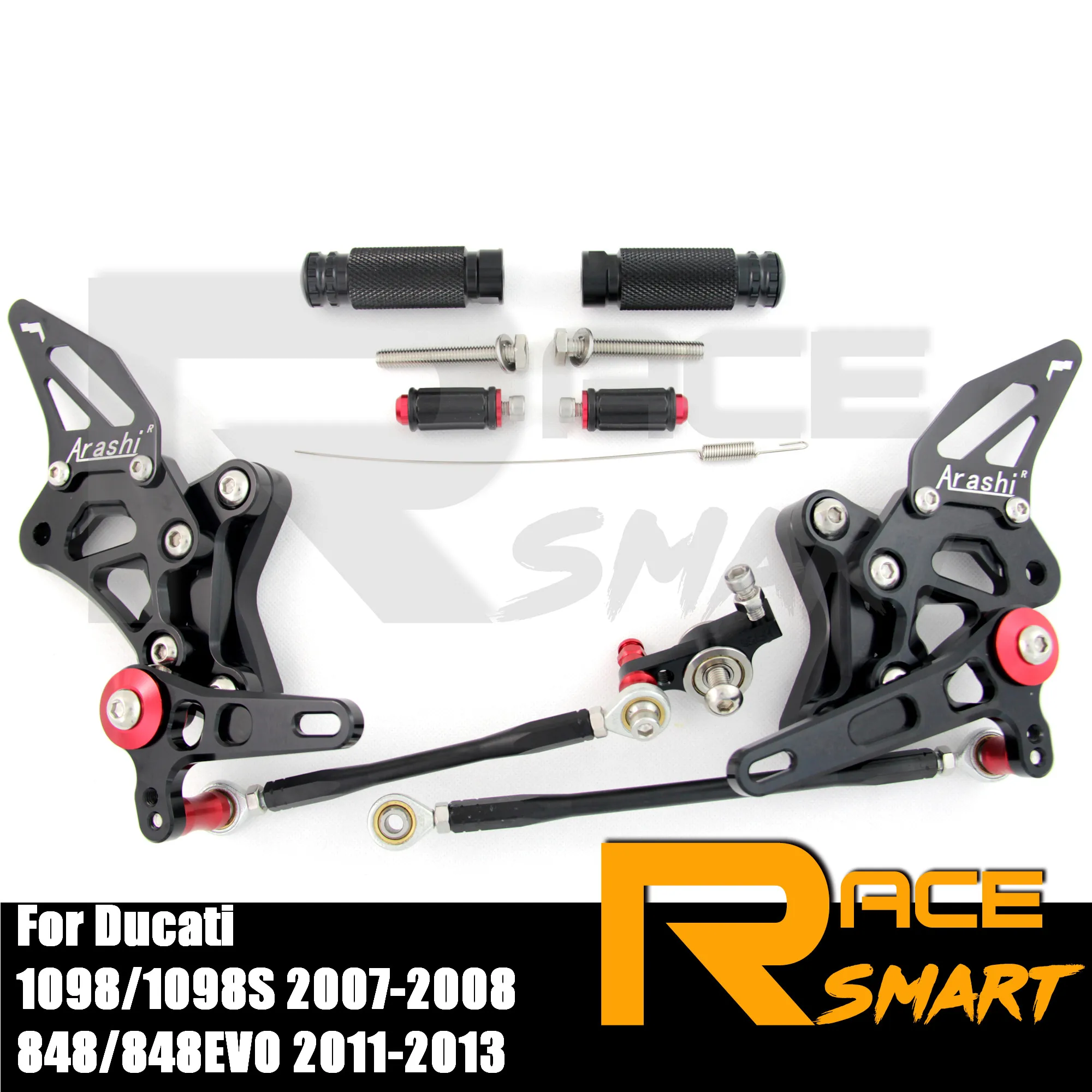 

FOR Ducati 1098 1098S 2007 - 2008 848 Rear Footrests Foot Rest Pegs Pedal Motorcycle Accessories CNC Adjustable Rearset Footpegs