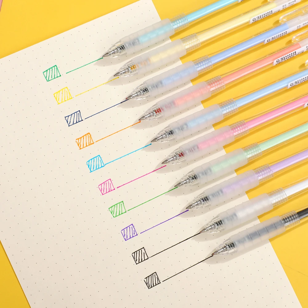 

JIANWU 10pcs/set Simple Colored Kawaii Gel Pens Creative DIY Journal Neutral Pen Planner Stationery Office School Supplies