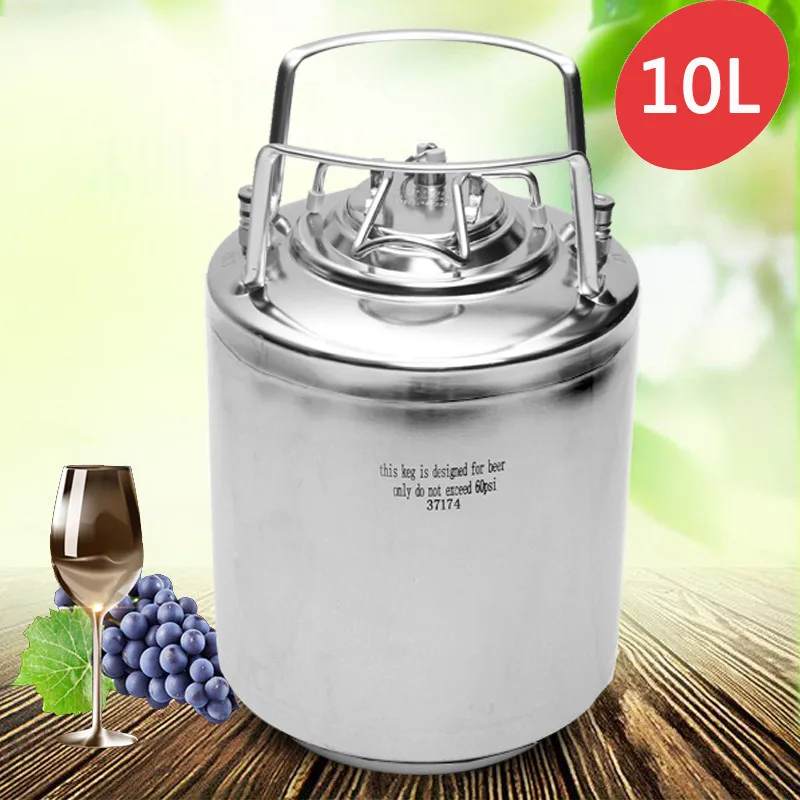 

10L Stainless steel Ball Lock Beer Keg Pressurized Growler for Craft Beer Dispenser System Home Brew Beer Brewing Metal Handles