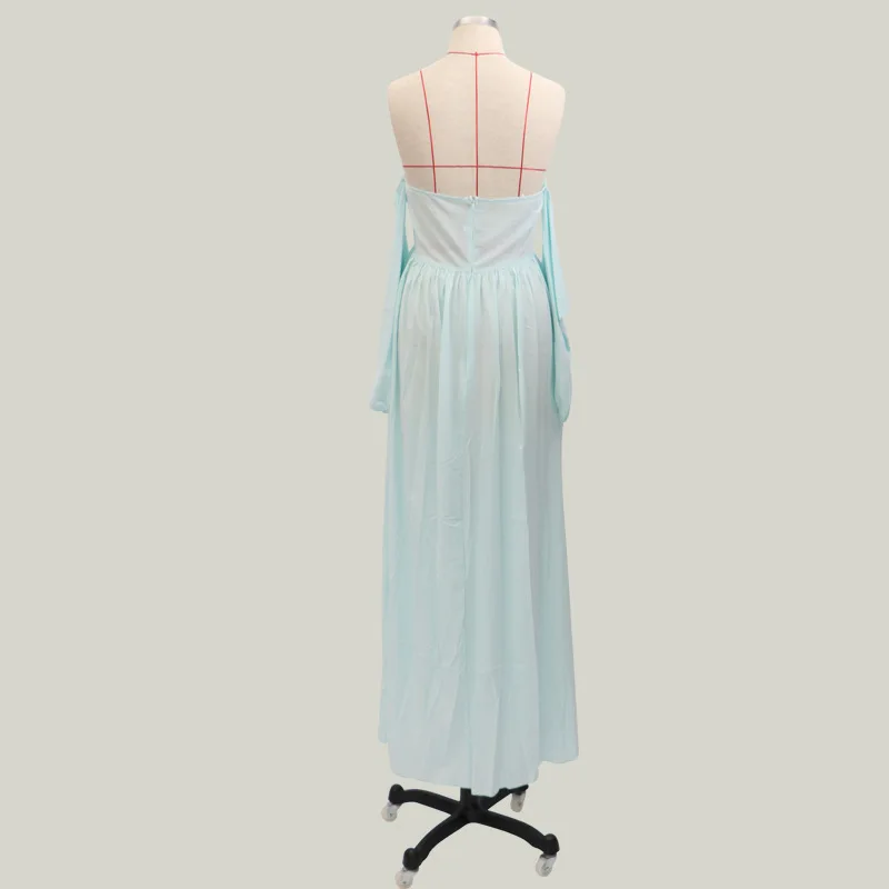 Европейский и американский стиль формальное платье AliExpress шифоновое платье с разрезом топ с расклешенными рукавами длинные юбки