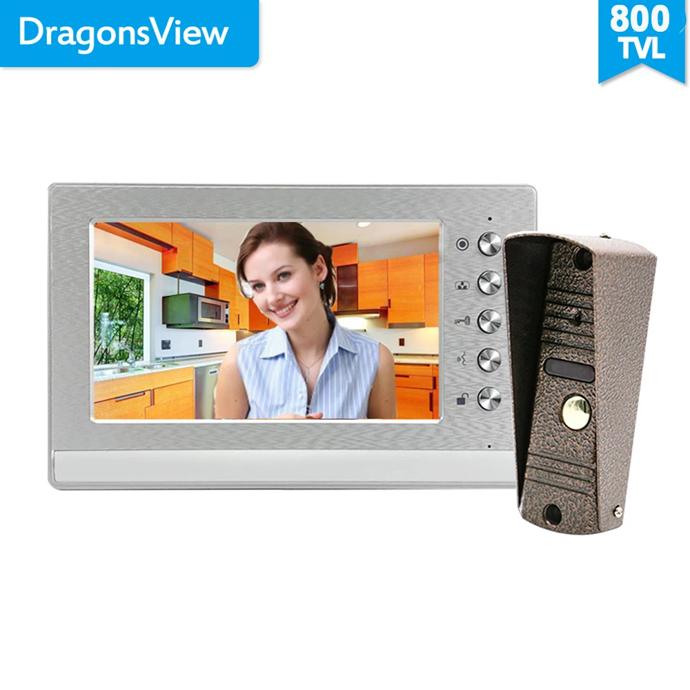 Dragonsview 7 Inch Video Door Phone Intercom System Doorbell Camera Home Security Access Control System Unlock