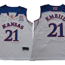 Новое поступление высокое качество Kansas Embiid#21 колледж футболки Ограниченная серия майки S-XXXL