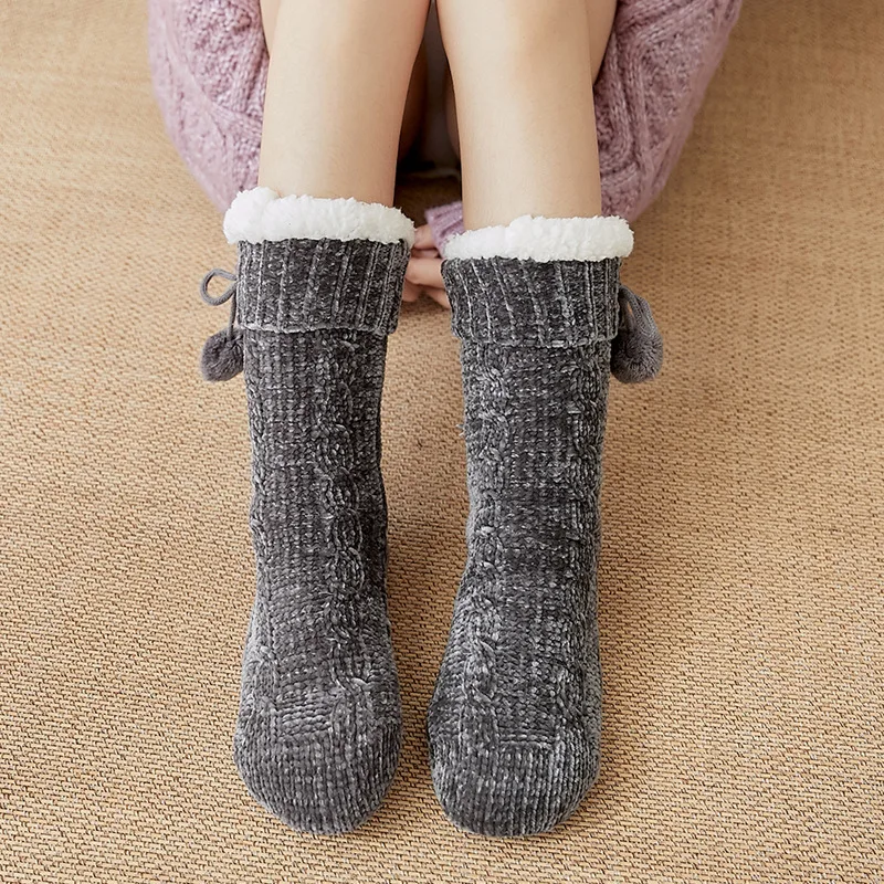 

Autumn Winter Women Socks Thicken Thermal Cashmere Snow Home Warm Boots Floor Sleeping Ankle Non-slip Sock for Ladies