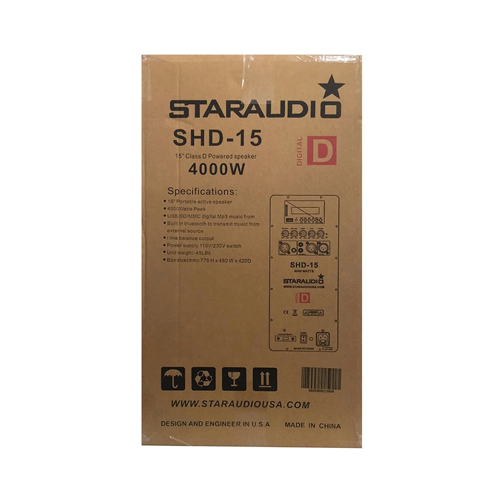 box of pair stage dj pa powered active 4000w 15 inch speaker for karaoke ktv stage pa dj system in the show