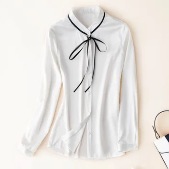 

silk long sleeve shirt female 2019 new silk blouse autumn temperament of western style fashionable joker dress shirt