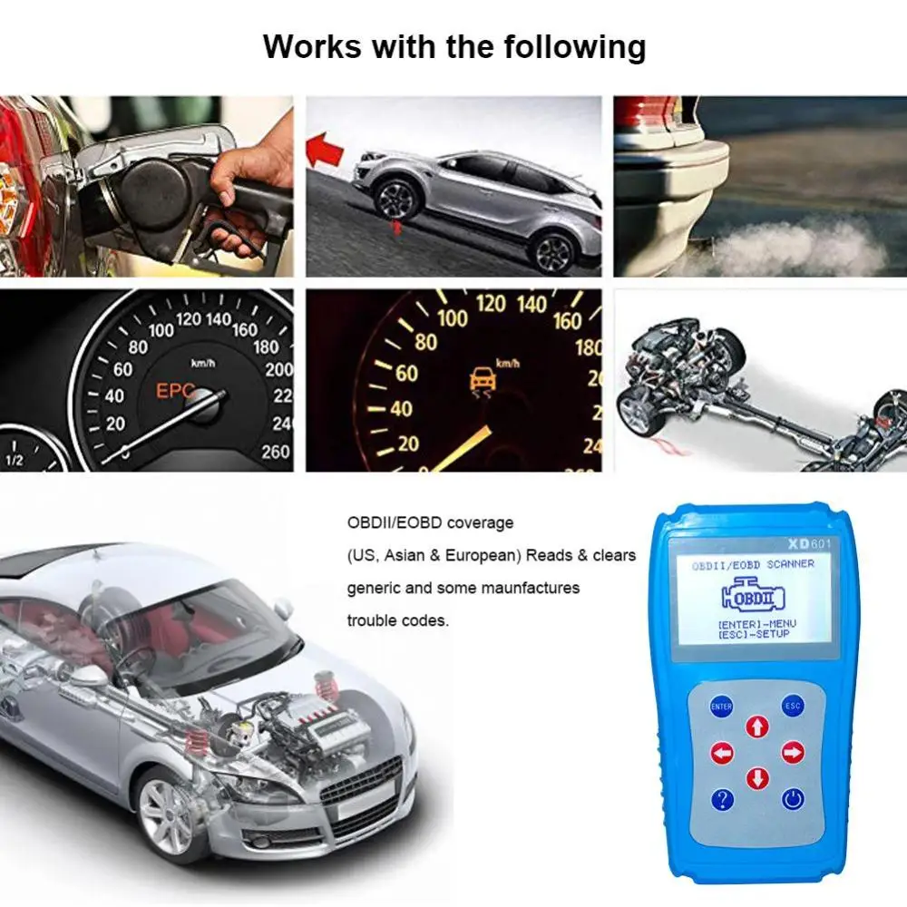 Диагностический сканер XD601 OBDII EOBD автоматический считыватель кодов тестер данных диагностический инструмент сканирования многоязычный для автомобилей грузовиков