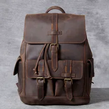 Новинка, мужской рюкзак из натуральной воловьей кожи, мужские рюкзаки из кожи Crazy-horse, мужской рюкзак для колледжа и офиса, рюкзак для ноутбука