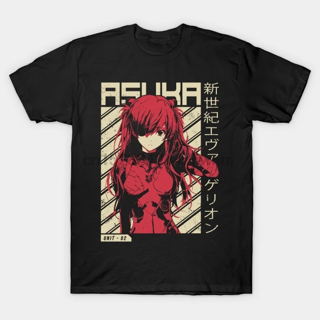 Мужская футболка Evangelion Asuka Poster аниме футболка Evangelion Asuka футболка с принтом Футболки