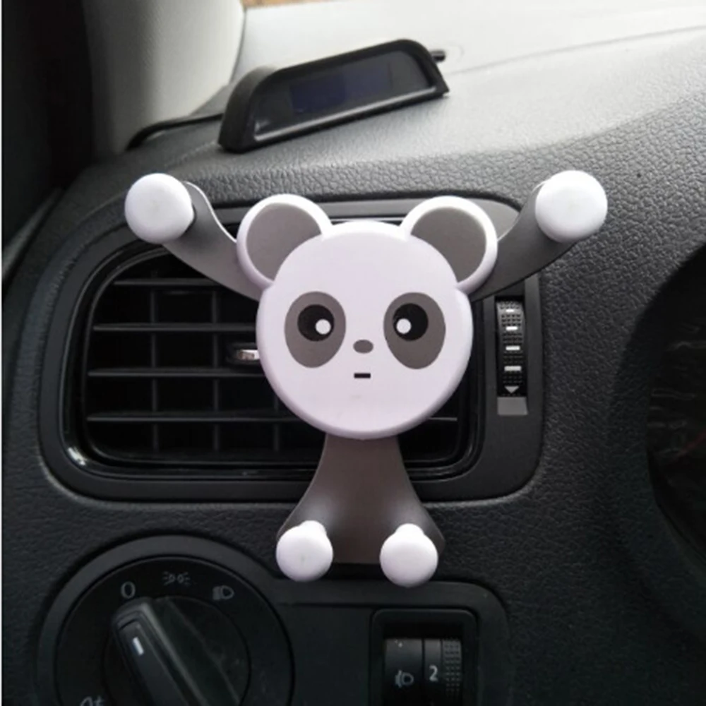 Милая панда, Гравитационный Автомобильный держатель для мобильного телефона с креплением на вентиляционное отверстие, навигационный держатель для телефона, подставка с поворотом на 360 градусов для различных моделей - Цвет: gray