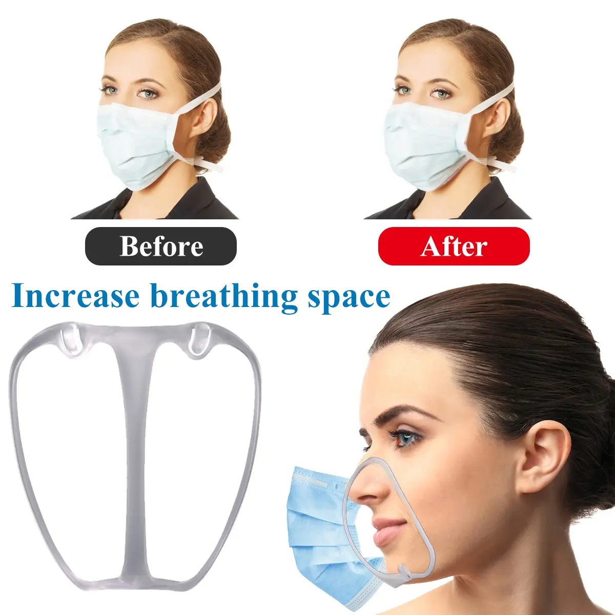 

Mouth Mask Support Breathing Assist Help Mask Inner Cushion Bracket Food Grade Silicone Mask Holder Breathable Valv Masque