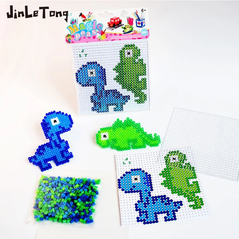 Hamma Bead Set Hamma Bead Toy Hama Bead 3D Puzzle Cartoon Dinosaur Pattern DIY Toy Children's Educational Toy Gift