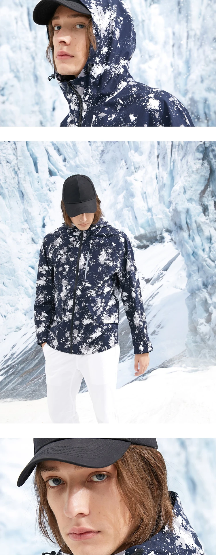 JackJones осеннее Мужское пальто с чернильным принтом Повседневная куртка с капюшоном и длинным рукавом 218321512