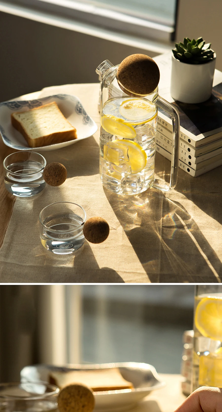 Glass Teapot Large Capacity Cold Water Kettle With Lid Water Bottle Cup Set Home Pitcher Kitchen Glass Fruit Juice Jug Drinkware