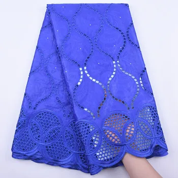 

SJD LACE High Quality Bazin Blue Mesh African Lace Fabric Bright Diamond Nigerian Fabric For Women Wedding And Party Dress A1951