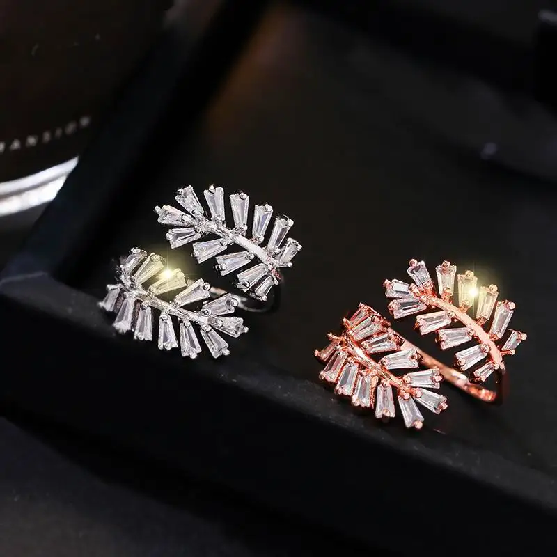 

Fashion Leaf Rings For Women 2019 New Classic Adjustable Open Ring Trendy Jewelry Wholesale