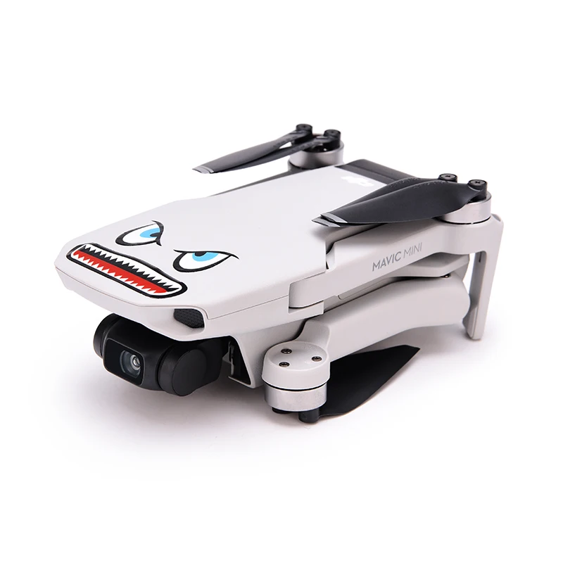 2 комплекта Акула ПВХ 3M клей камера наклейки на Дрон кожи наклейка для DJI Mavic мини Дрон и батарея(синий глаз набор и черный глаз набор