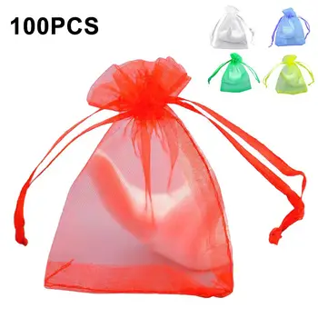 

100pcs/lot 9x12/15x20cm Organza Jewelry Bags Pouch Organza Drawstring Bag Jewelry Packaging For Jewelry Pouches Jewellery Bag