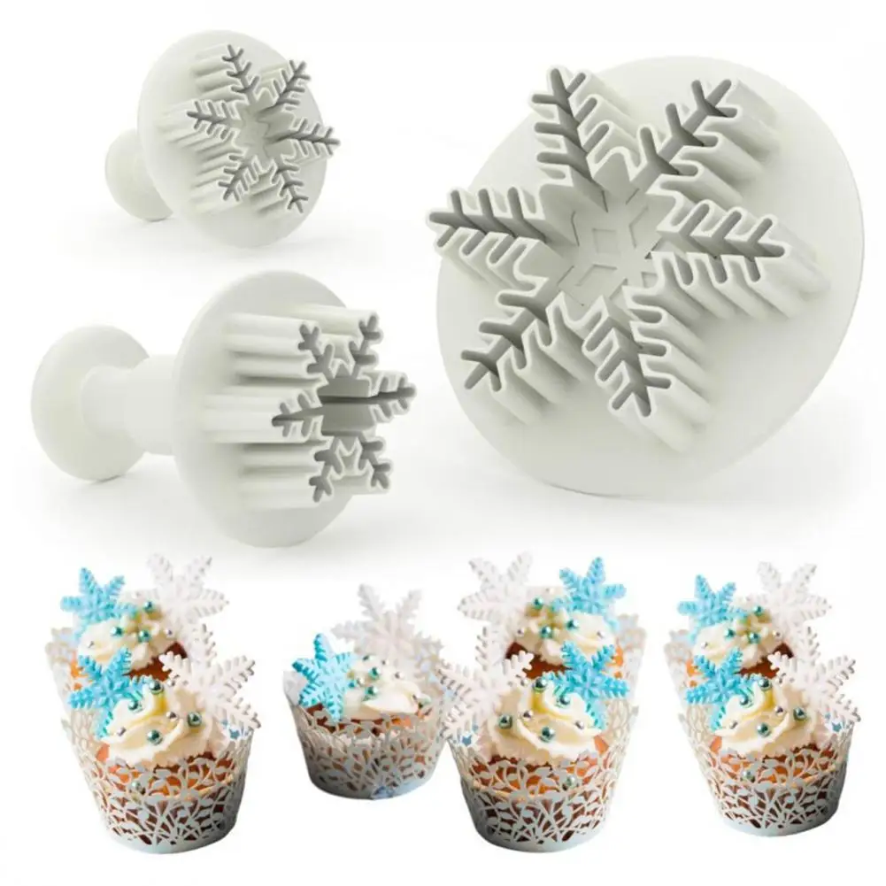 

GloryStar 3Pcs Christmas Snowflower Shape Mold Fondant Cake Decorating Tool Embossing Die