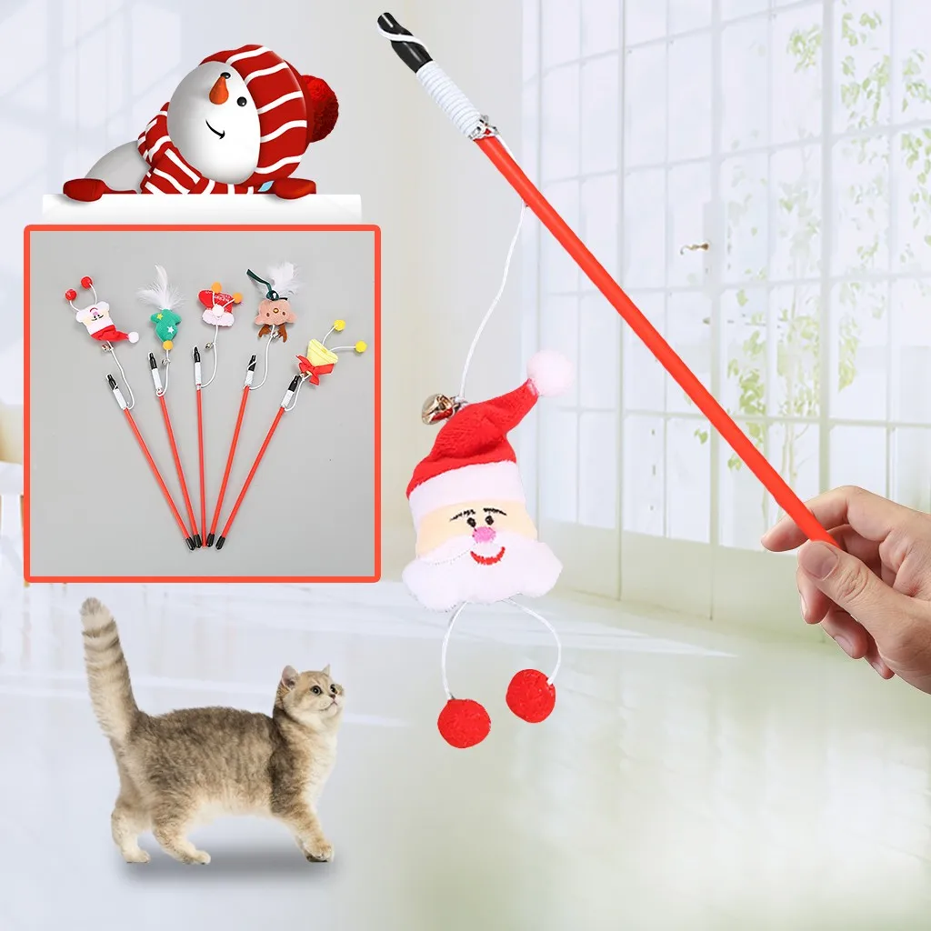 Transer Pet Cat Interaction забавные перья Cat барабанные палочки Rods декомпрессия Рождественская игрушка котенок щенок интерактивные материалы