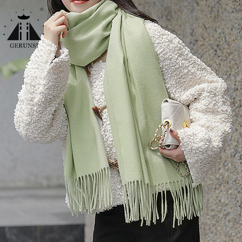 GERUNSI bufanda gruesa de Cachemira de imitación para mujer, chal que mantiene el calor, accesorios de con borlas, estilo Invierno| Bufandas mujer| - AliExpress