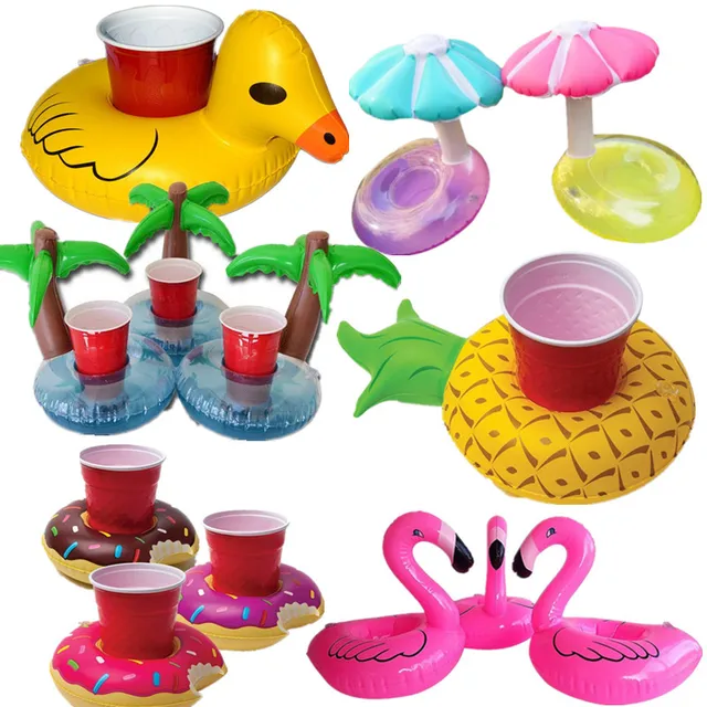 30 pcs Not repeating mini swimming ring Inflatable Red Flamingo Floating Drink Cup Holder Swimming Pool Bathing Beach Party Toy 6