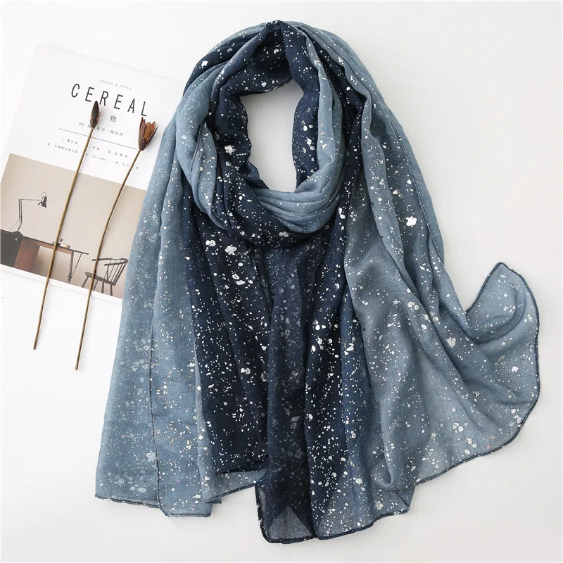 Fashion Ombre Glitter Shiny Dot Viscose Shawl Scarf Lady High Quality Wrap Gradient Pashmina Stole Bufanda Muslim Hijab 180*90Cm