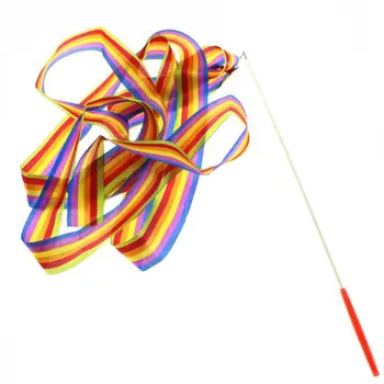 

Professional Colorful 4m Gym Ribbons Dance Ribbon Rhythmic Gymnastics Art Ballet Streamer Twirling Rod Stick For Gym Training