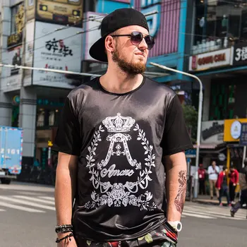 

GONTHWID Summer New Large Size Men's Clothing Increase Plus Fat Short-sleeved T-shirt Loose Sweat-absorbing Quick-drying