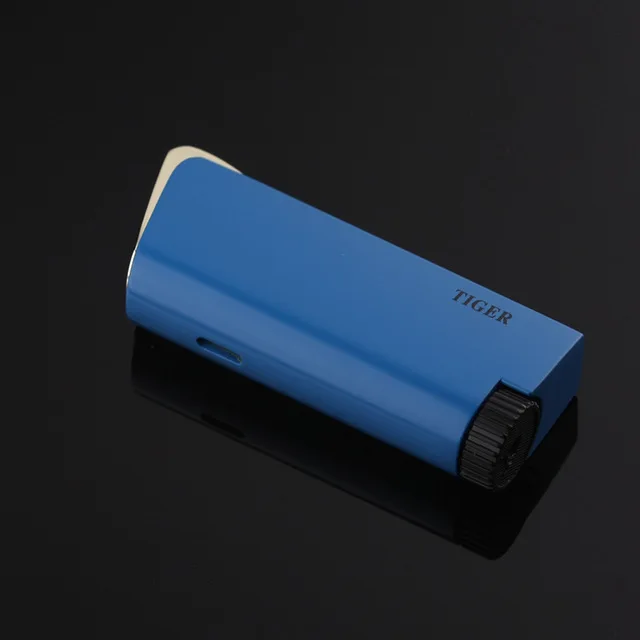Blue Фонарь-Зажигалка металлическая ветрозащитная газовая зажигалка для сигарных труб 1300 C бутан турбо гаджеты для мужчин - Цвет: Blue
