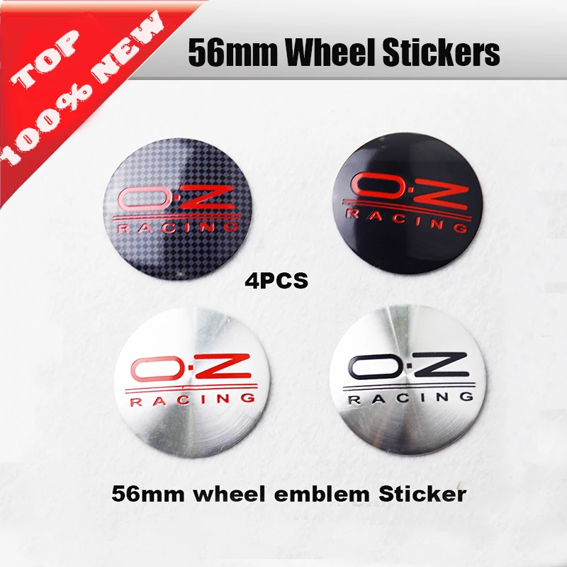 

High Quality 4Pcs 56mm Label Auto Wheel Center Emblem Cover Sticker Car Wheel hub logo cap OZ o.z racing auto rim accessories