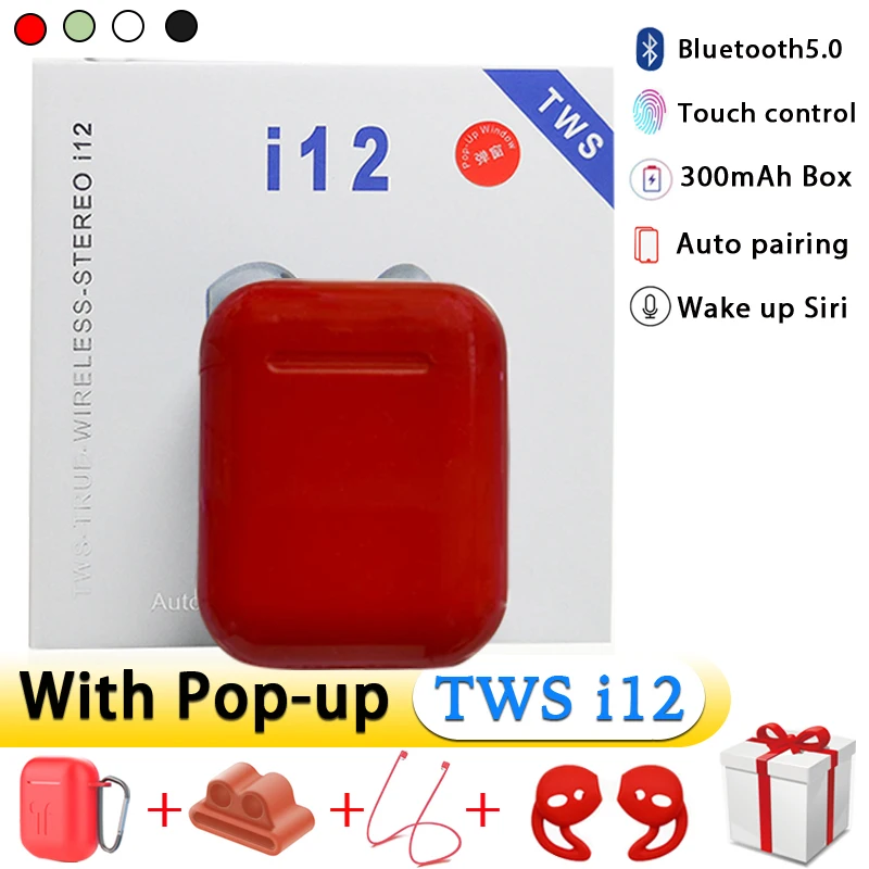 

Wireless Bluetooth Earphones i12 TWS True Wireless Stereo Sport Earbuds For Gamer With Earphones Accessories Protective Cover