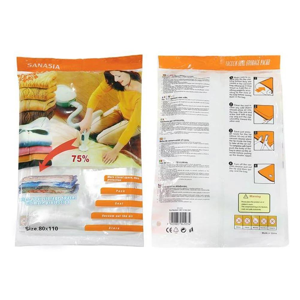 Vacuum Bag Storage Home Organizer Transparent Border Foldable Clothes Organizer Seal Compressed Travel Space Saver Bags Package
