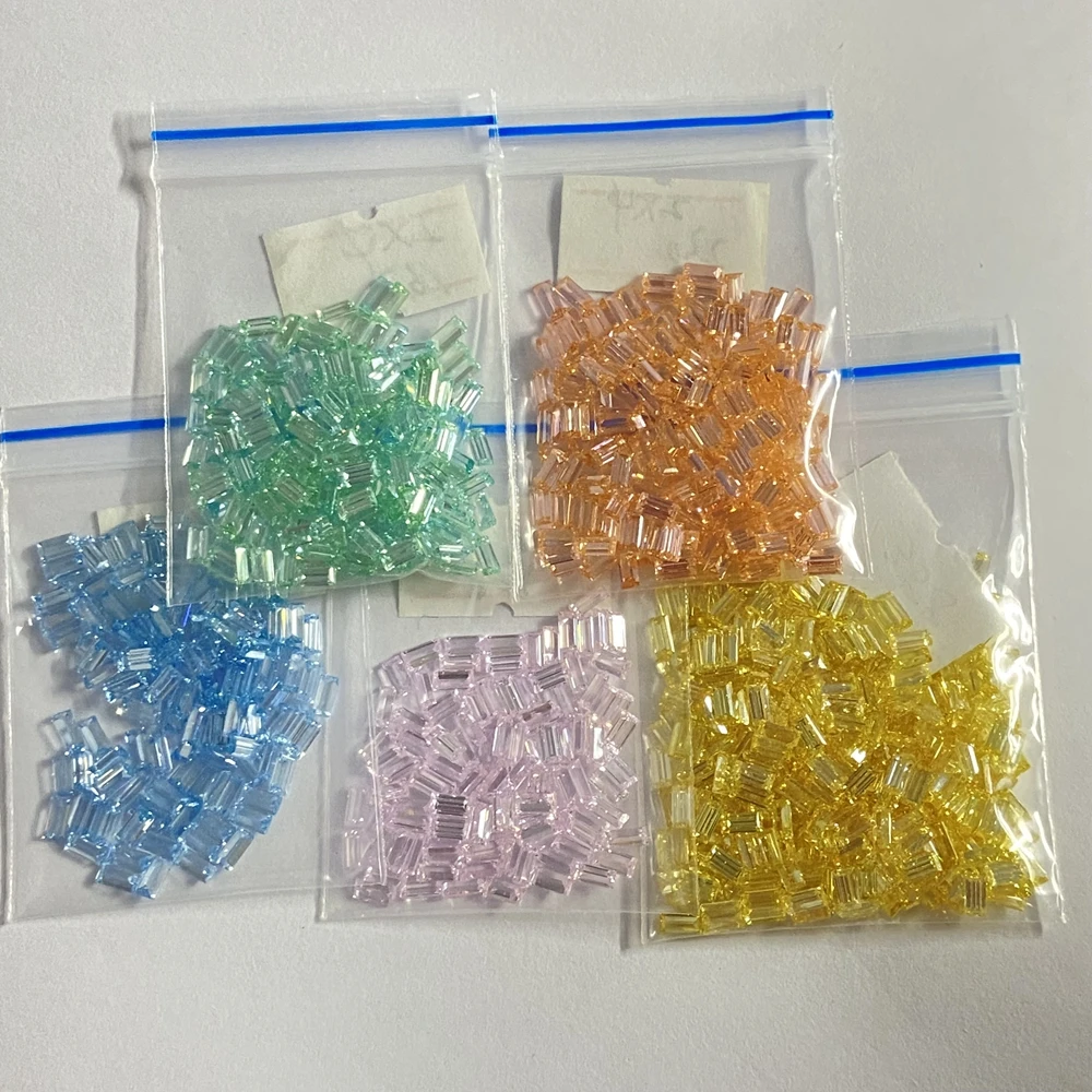 Meisidian Top Quality 5 Color 4X2mm Baguette Cut Rainbow Cz Diamond Stone For Ring Making